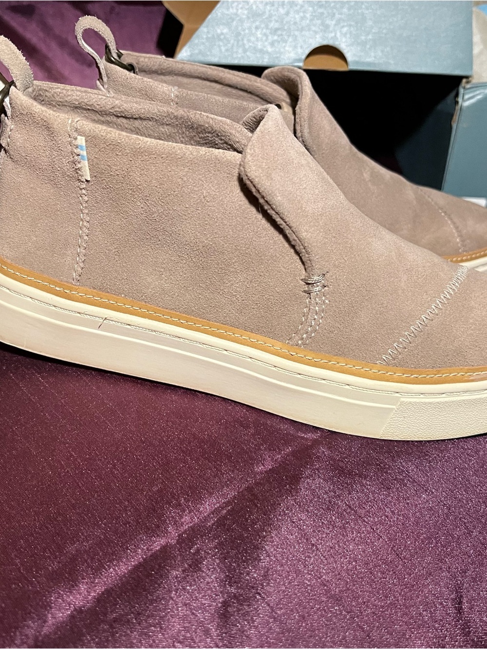 Toms women’s Suede Slip-On Loafers in Taupe